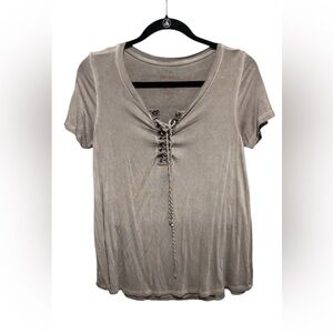❌TRADED❌ Super Soft Lace-Up Gray Tee
